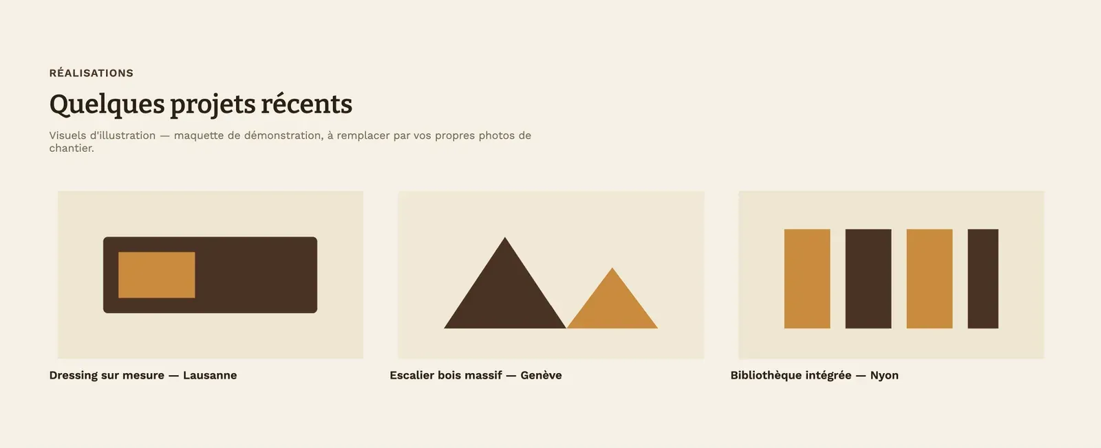 Maquette de site pour un menuisier-ébéniste (projet concept) — les réalisations